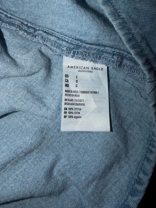 American Eagle Outfitters Light Blue Denim Spaghetti Strap Mini Dress - Picture 8 of 8